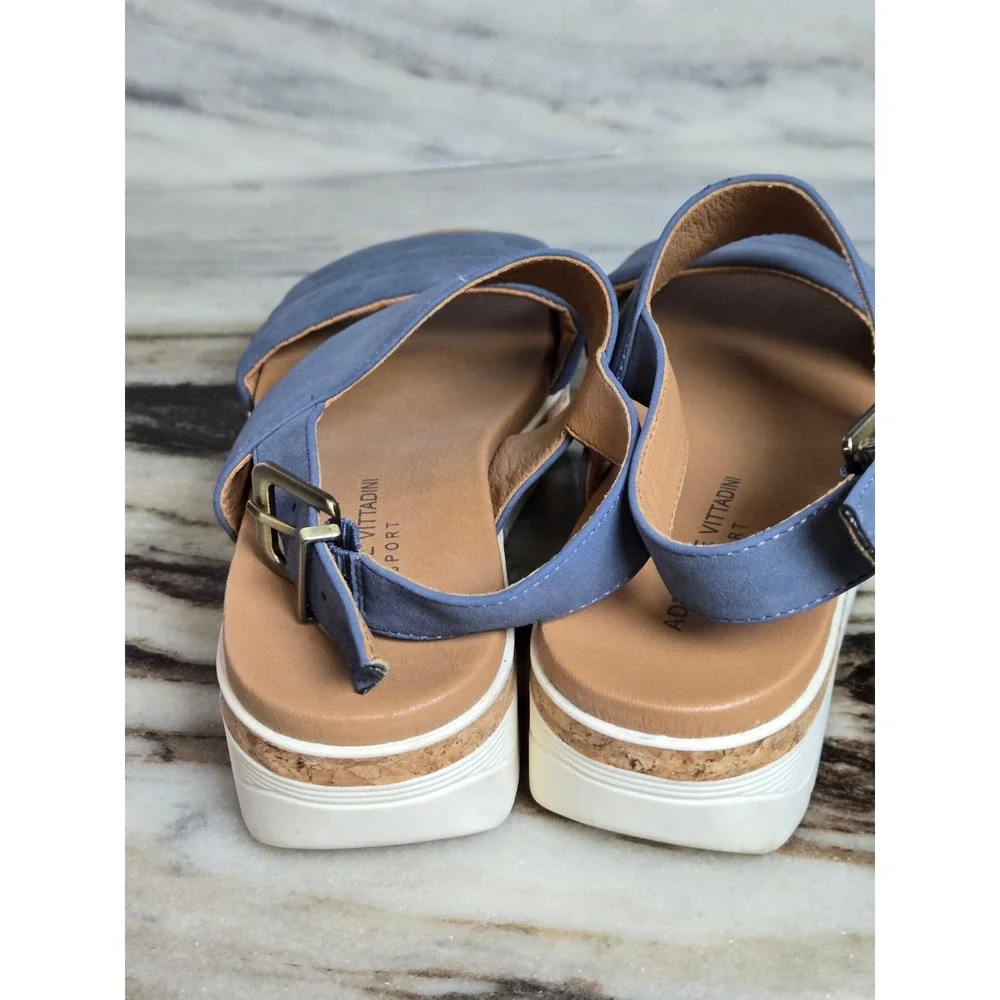 Adrienne Vittadini Sport‎ Blue Platform Slingback Sandals Womens Size 8 Buckle
